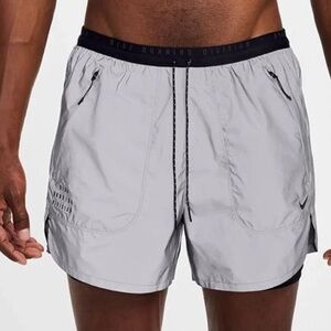 Nike dri fit adv Running Division reflective silver athletic Shorts size medium